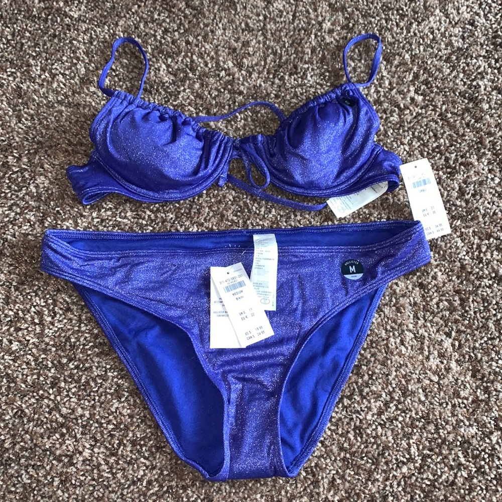 NWT Hollister shiny blue full coverage bottoms swim suit